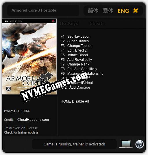 Armored Core 3 Portable: Treinador (V1.0.92)