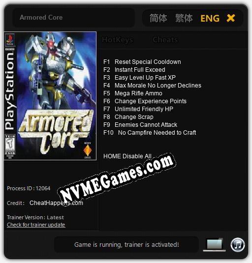 Armored Core: Cheats, Trainer +10 [CheatHappens.com]