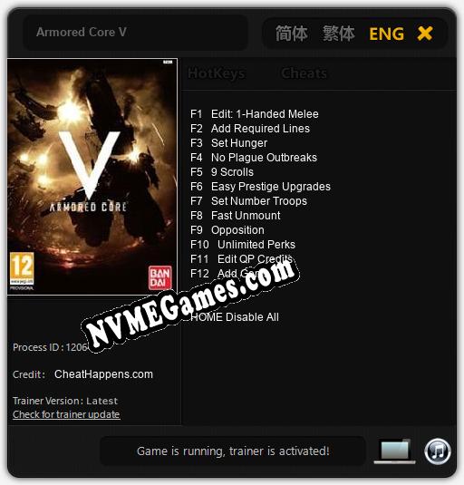 Armored Core V: Trainer +12 [v1.9]