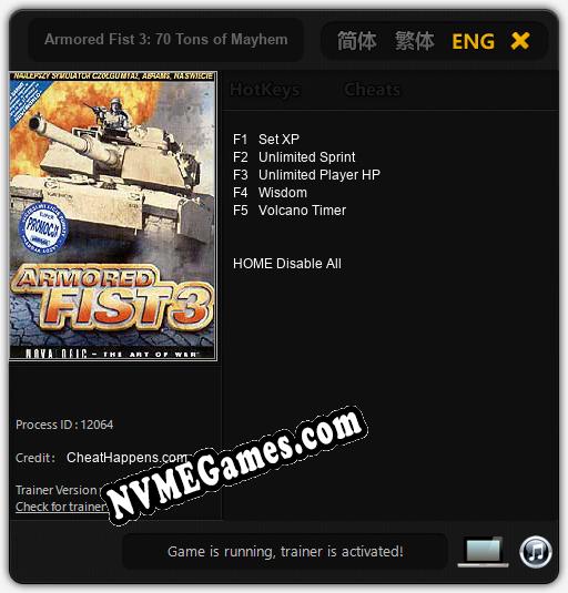 Treinador liberado para Armored Fist 3: 70 Tons of Mayhem [v1.0.5]