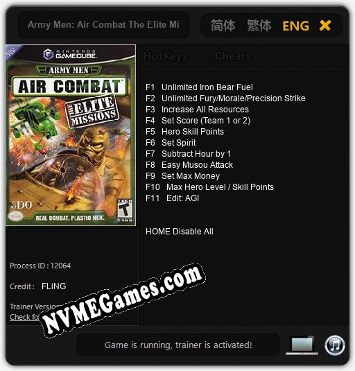 Treinador liberado para Army Men: Air Combat The Elite Missions [v1.0.4]