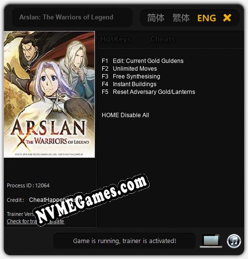 Arslan: The Warriors of Legend: Trainer +5 [v1.6]