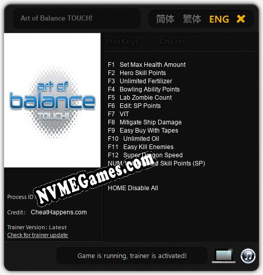 Treinador liberado para Art of Balance TOUCH! [v1.0.8]