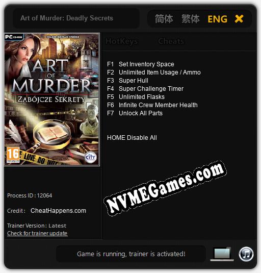 Art of Murder: Deadly Secrets: Cheats, Trainer +7 [CheatHappens.com]