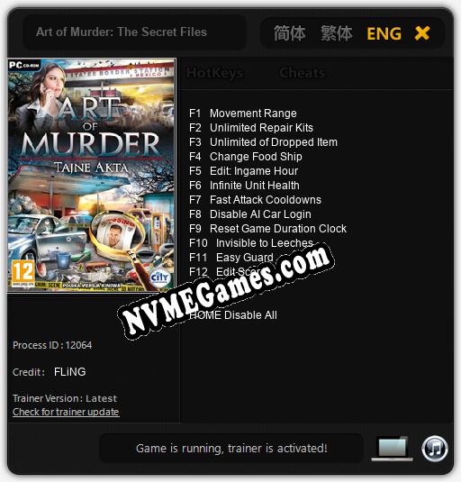 Treinador liberado para Art of Murder: The Secret Files [v1.0.8]