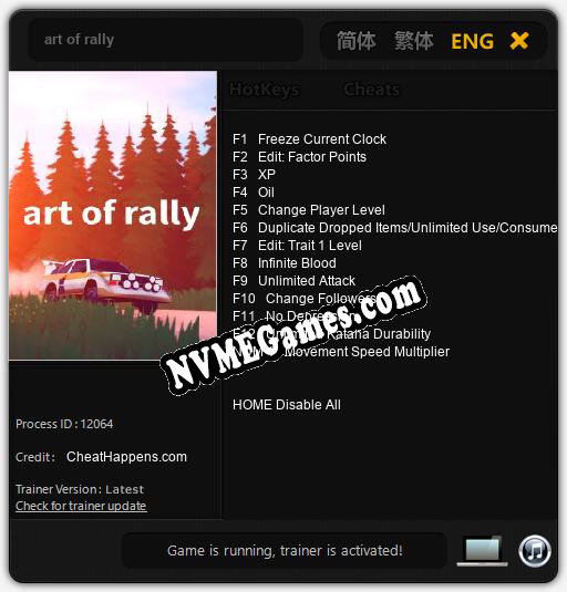 art of rally: Cheats, Trainer +13 [CheatHappens.com]