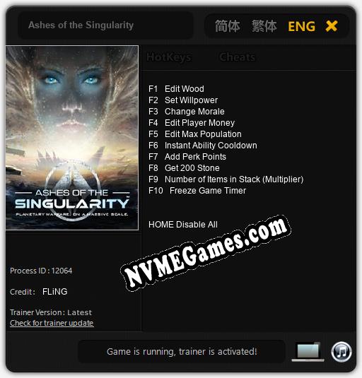 Ashes of the Singularity: Cheats, Trainer +10 [FLiNG]