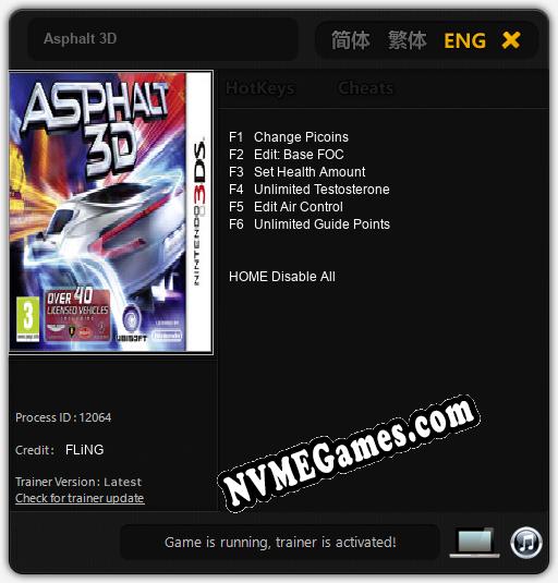 Asphalt 3D: Cheats, Trainer +6 [FLiNG]