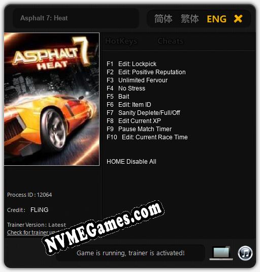 Asphalt 7: Heat: Trainer +10 [v1.7]