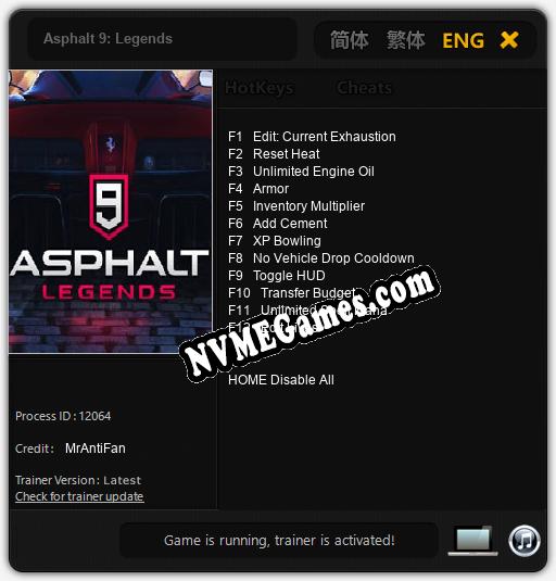 Asphalt 9: Legends: Treinador (V1.0.40)