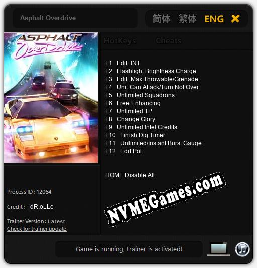 Asphalt Overdrive: Cheats, Trainer +12 [dR.oLLe]