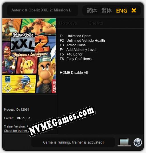 Asterix & Obelix XXL 2: Mission Las Vegum: Treinador (V1.0.99)