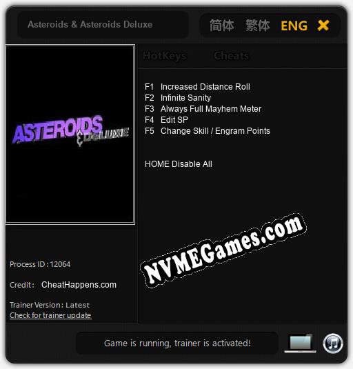 Asteroids & Asteroids Deluxe: Treinador (V1.0.39)