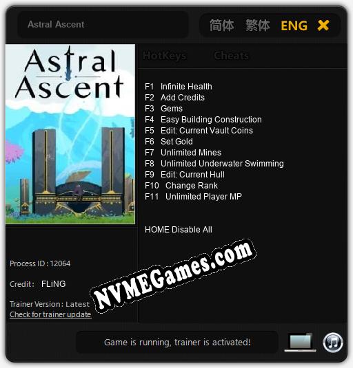 Treinador liberado para Astral Ascent [v1.0.1]