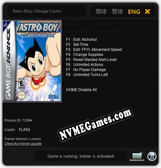 Astro Boy: Omega Factor: Trainer +8 [v1.2]