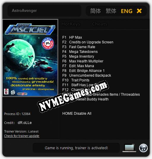 Treinador liberado para AstroAvenger [v1.0.8]