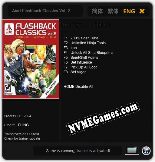 Atari Flashback Classics Vol. 2: Cheats, Trainer +8 [FLiNG]