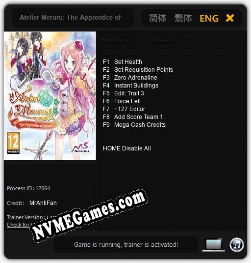 Atelier Meruru: The Apprentice of Arland: Trainer +9 [v1.5]