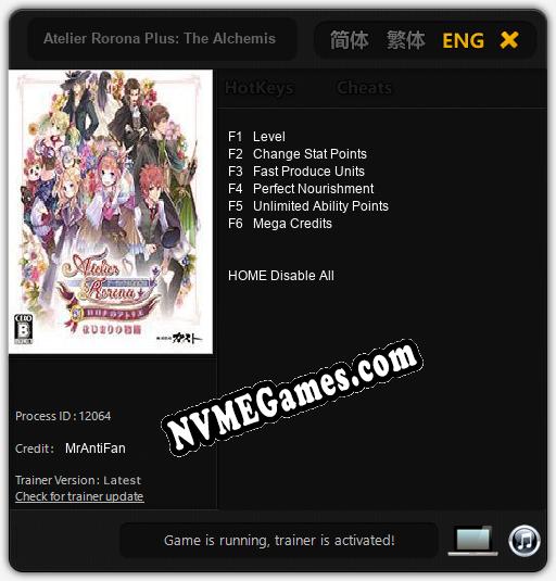 Atelier Rorona Plus: The Alchemist Of Arland: Trainer +6 [v1.7]