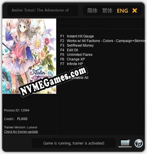 Atelier Totori: The Adventurer of Arland DX: Cheats, Trainer +7 [FLiNG]