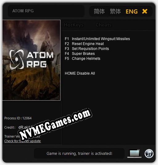 Treinador liberado para ATOM RPG [v1.0.3]