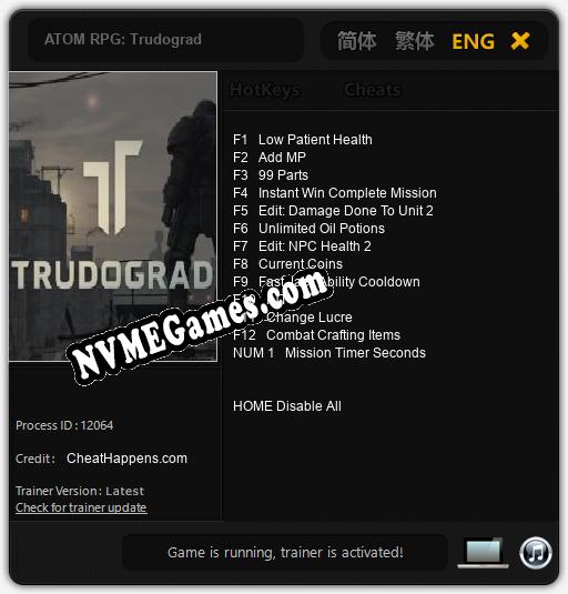 ATOM RPG: Trudograd: Cheats, Trainer +13 [CheatHappens.com]