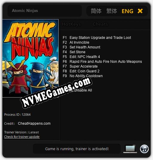 Treinador liberado para Atomic Ninjas [v1.0.9]