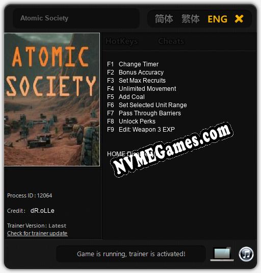 Atomic Society: Treinador (V1.0.90)