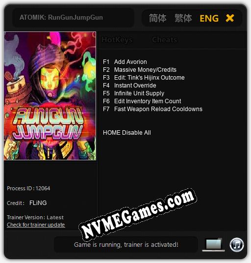 ATOMIK: RunGunJumpGun: Cheats, Trainer +7 [FLiNG]