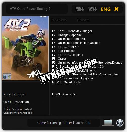 Treinador liberado para ATV Quad Power Racing 2 [v1.0.8]