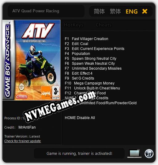 ATV Quad Power Racing: Trainer +14 [v1.7]