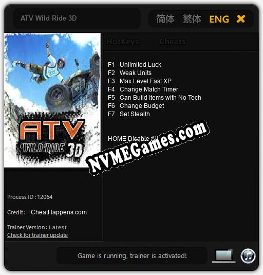 Treinador liberado para ATV Wild Ride 3D [v1.0.1]