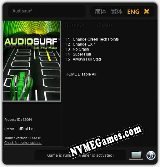 Audiosurf: Trainer +5 [v1.8]