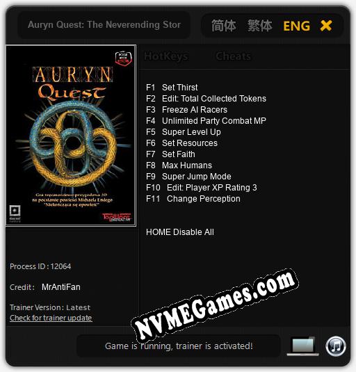 Auryn Quest: The Neverending Story: Cheats, Trainer +11 [MrAntiFan]