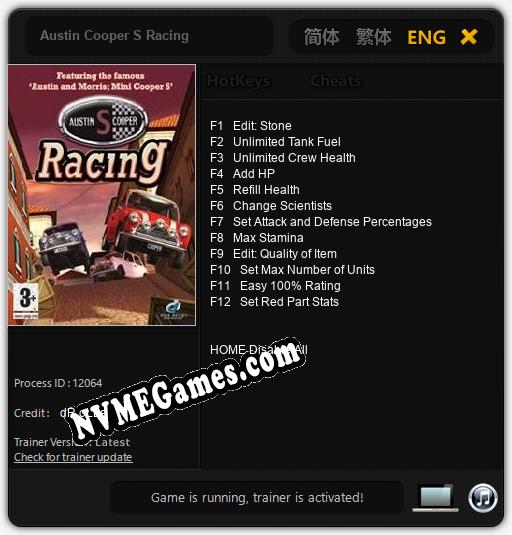 Austin Cooper S Racing: Trainer +12 [v1.5]