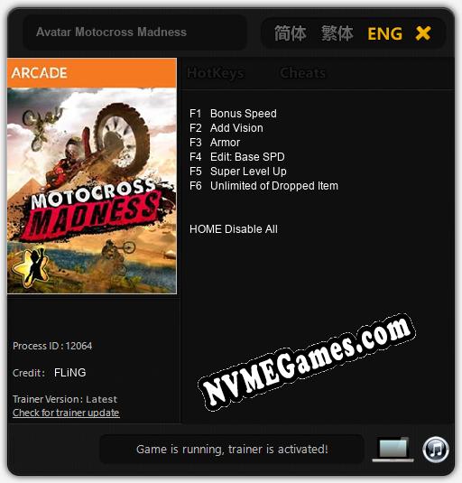 Avatar Motocross Madness: Cheats, Trainer +6 [FLiNG]