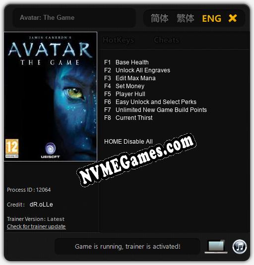 Avatar: The Game: Cheats, Trainer +8 [dR.oLLe]