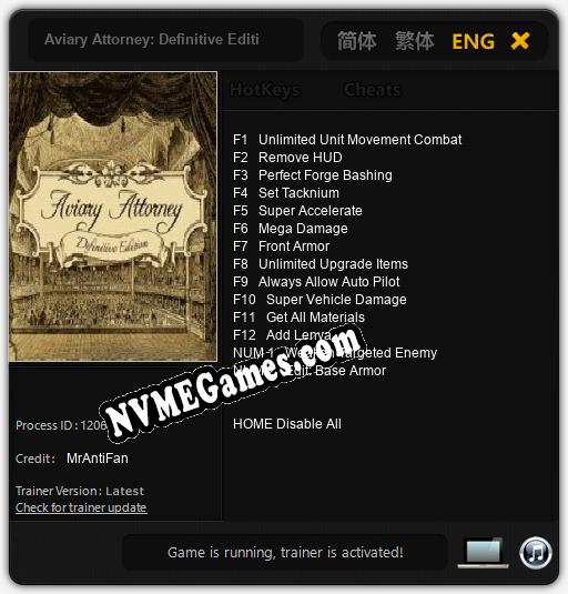 Aviary Attorney: Definitive Edition: Treinador (V1.0.71)