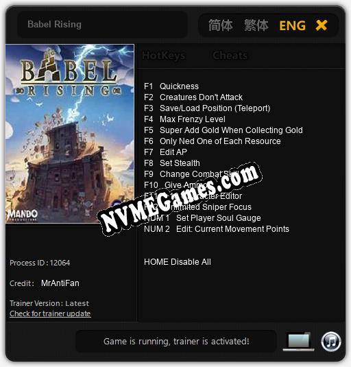 Treinador liberado para Babel Rising [v1.0.2]