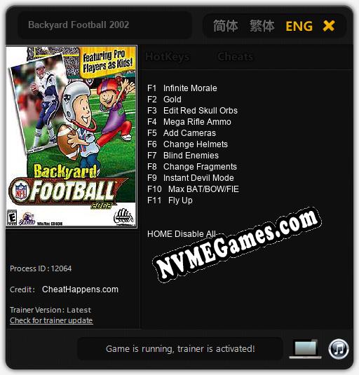 Backyard Football 2002: Trainer +11 [v1.3]