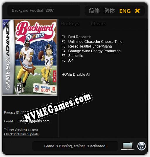 Backyard Football 2007: Trainer +6 [v1.5]