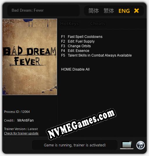 Bad Dream: Fever: Cheats, Trainer +5 [MrAntiFan]