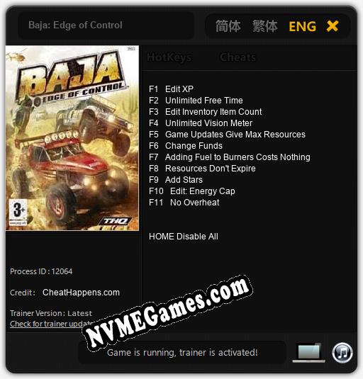 Baja: Edge of Control: Cheats, Trainer +11 [CheatHappens.com]