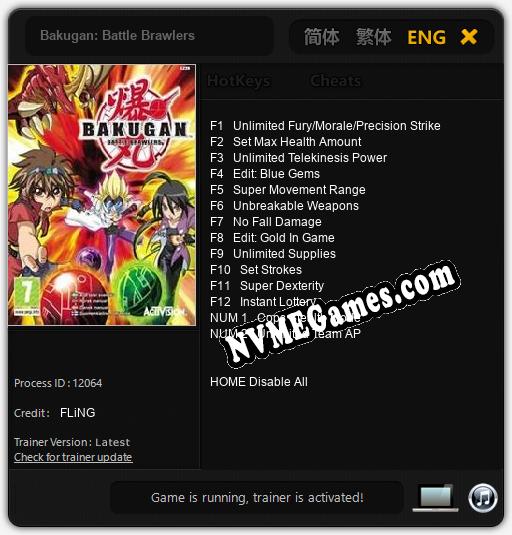 Bakugan: Battle Brawlers: Cheats, Trainer +14 [FLiNG]