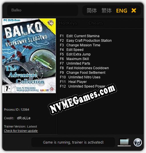 Treinador liberado para Balko [v1.0.7]