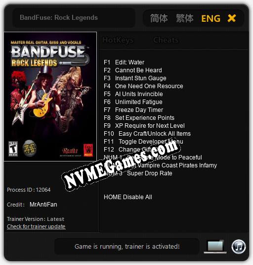 Treinador liberado para BandFuse: Rock Legends [v1.0.9]