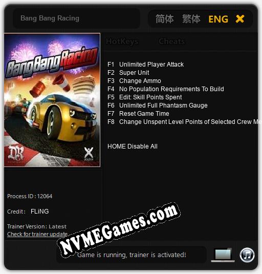 Bang Bang Racing: Treinador (V1.0.63)