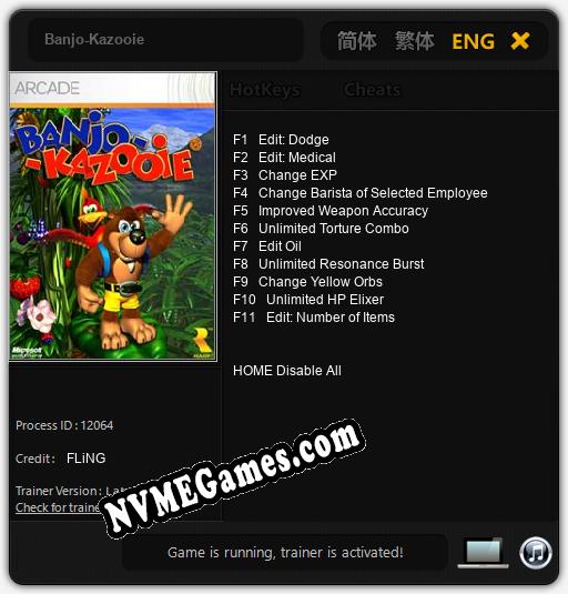 Treinador liberado para Banjo-Kazooie [v1.0.8]