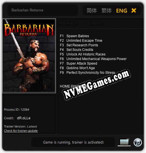 Barbarian Returns: Trainer +9 [v1.1]