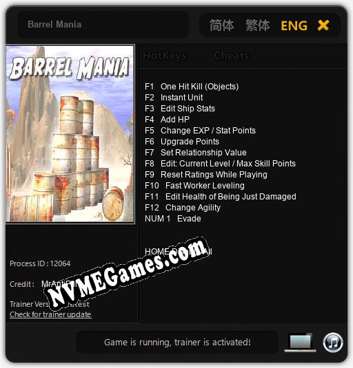 Treinador liberado para Barrel Mania [v1.0.4]